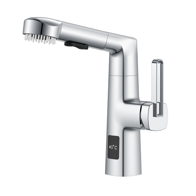 Latest Design Chrome Pull Out Bathroom Faucet with Hair Brush