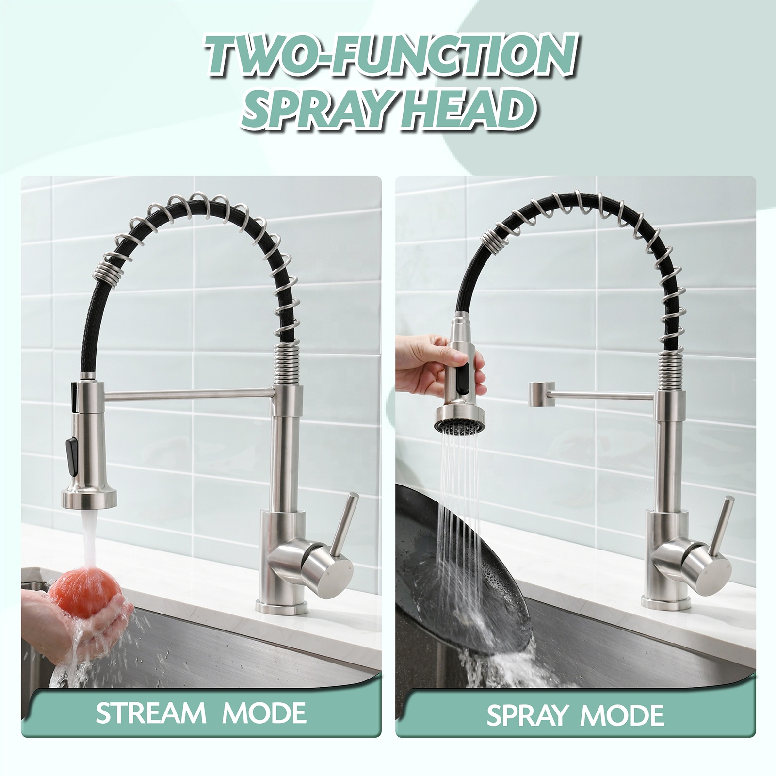 APS262-BN Kitchen Faucet Modern Universal Splash Filter Faucet Stainless Steel Kitchen Faucet