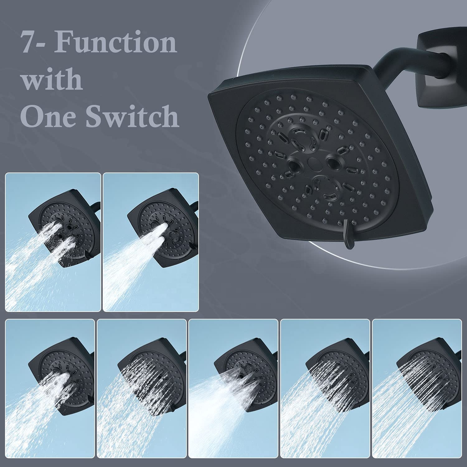 APT150-MB Square Mixer Black Shower Faucet Bathroom Shower Faucets Black Faucet Shower Set