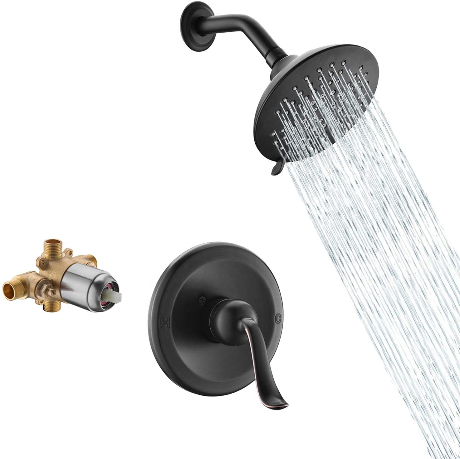 Bath Faucet Black Concealed Shower Mixer Rainfall Shower System Faucet