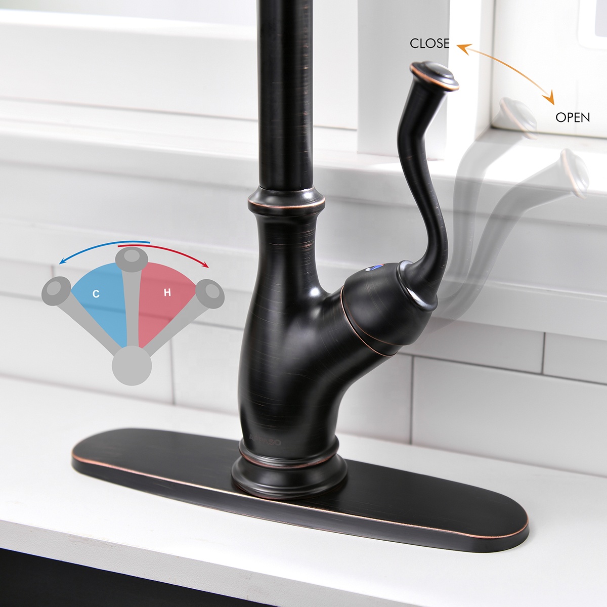 APS175-ORB American Style Oil Rubbed Bronze Kitchen Faucet Single Handle Pull Down Kitchen Faucet
