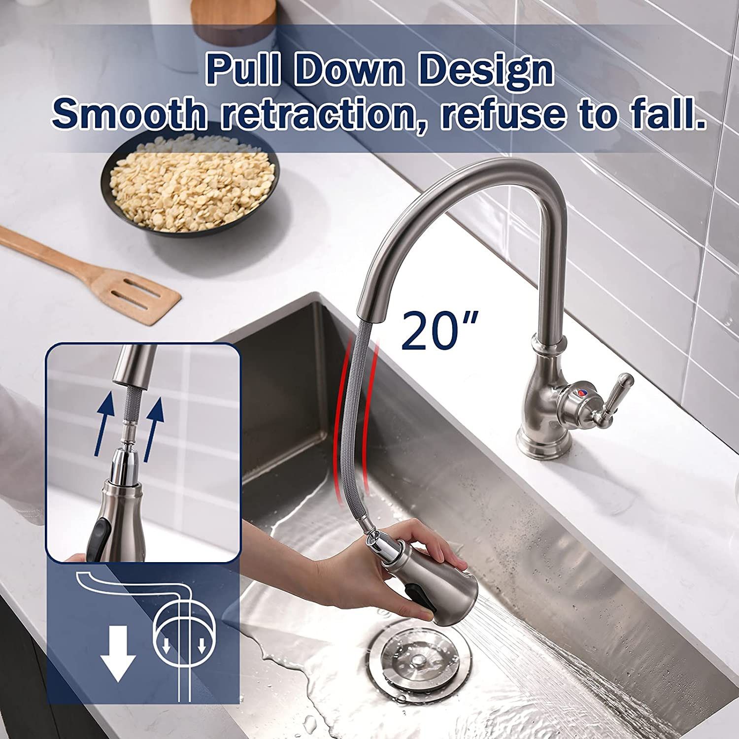 Brushed Nickel Kitchen Faucet Single Hole Best Pull Down Kitchen Faucet