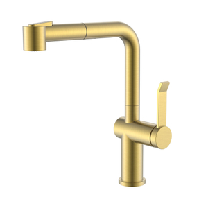 Brushed Gold New Design Single Hole Pull Out Kitchen Faucets