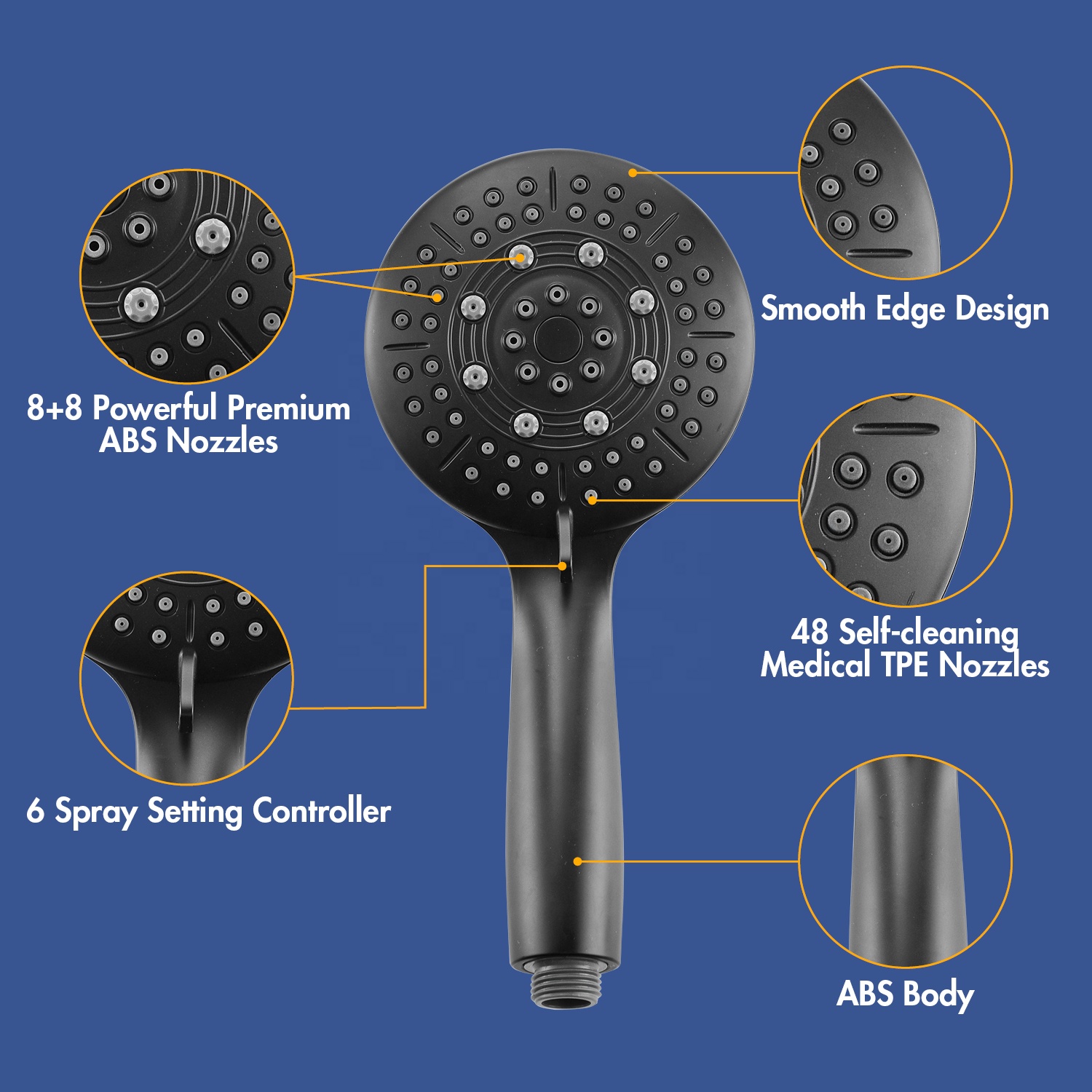 New Style Modern Black Classic Hand Shower And Faucet Bathroom Shower Tap Set