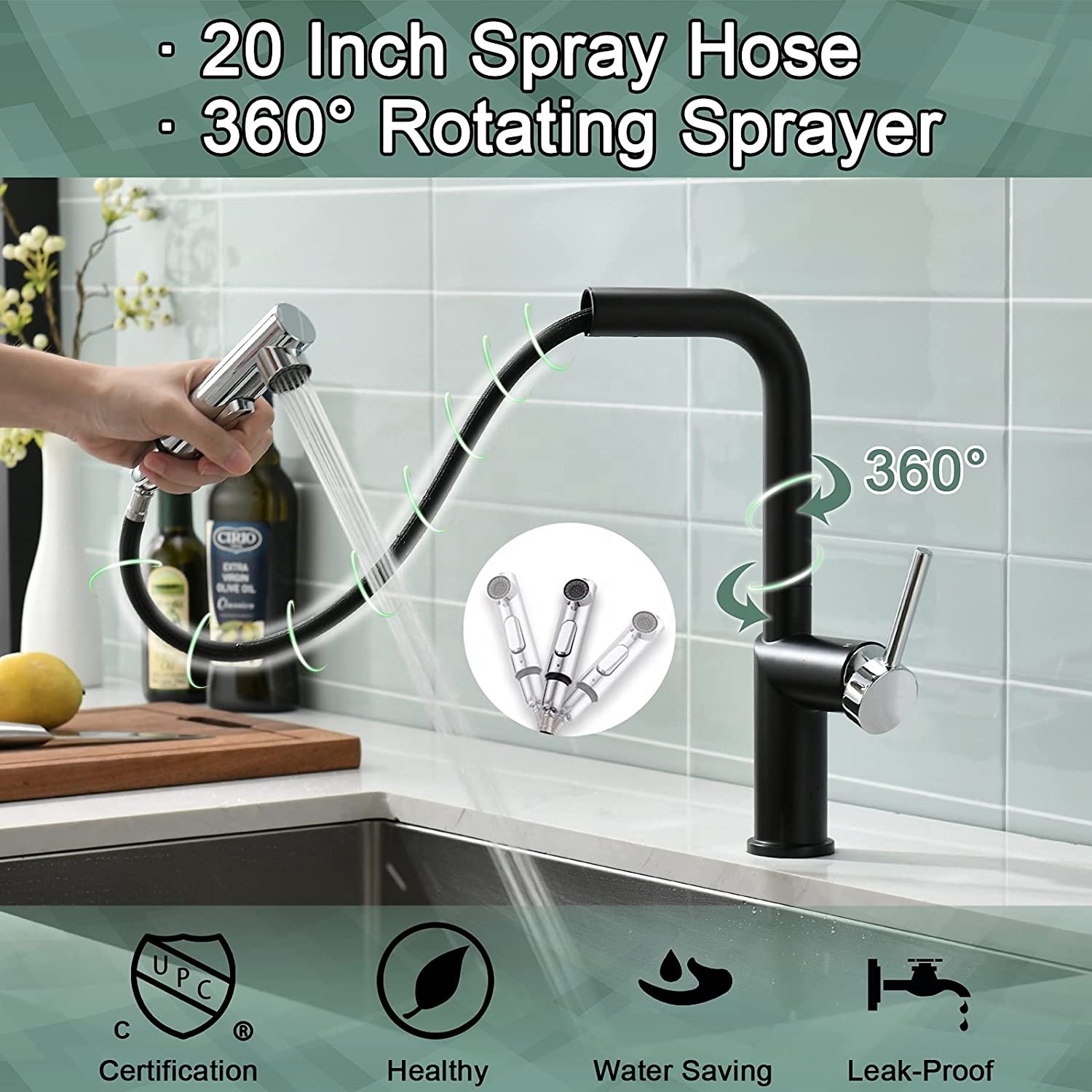 APS231-BC Cheap Kitchen Faucet Flexible Kitchen Faucet Black China Sanitaryware Pull Out Kitchen Faucet