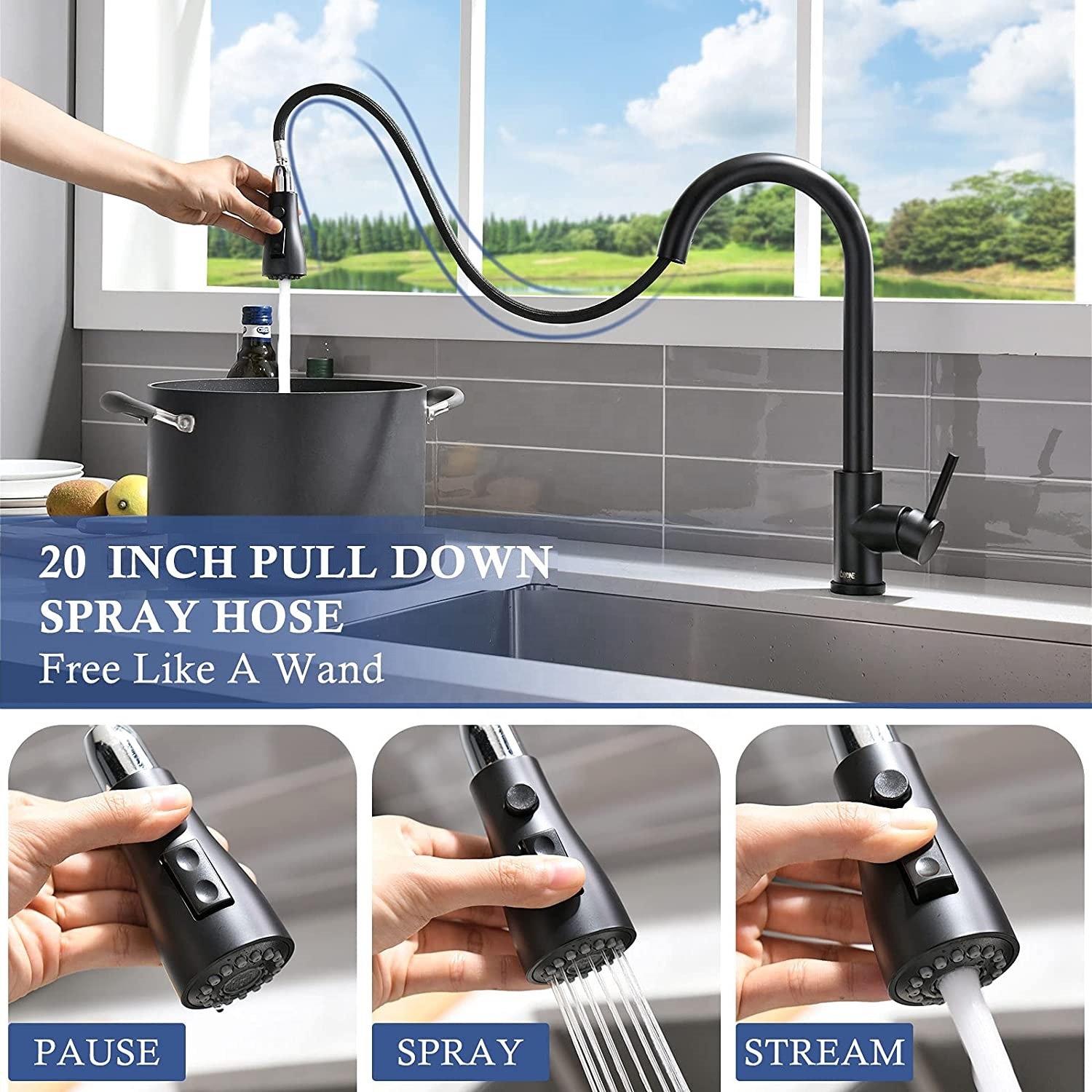 Matte Black Kitchen Faucet Modern Kitchen Sink With Faucet Pull Kitchen Faucet