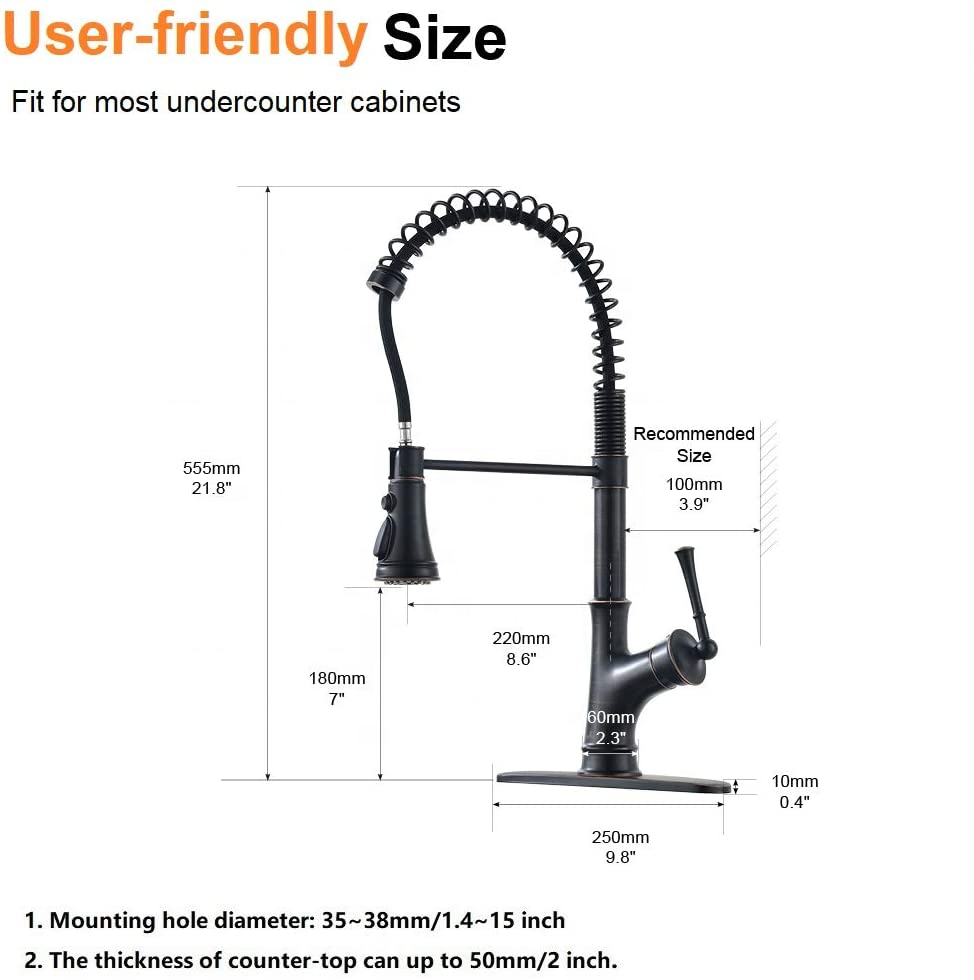 Commercial Kitchen Faucet Flexible Neck Stainless Steel Faucet Spring Mixer For Kitchen