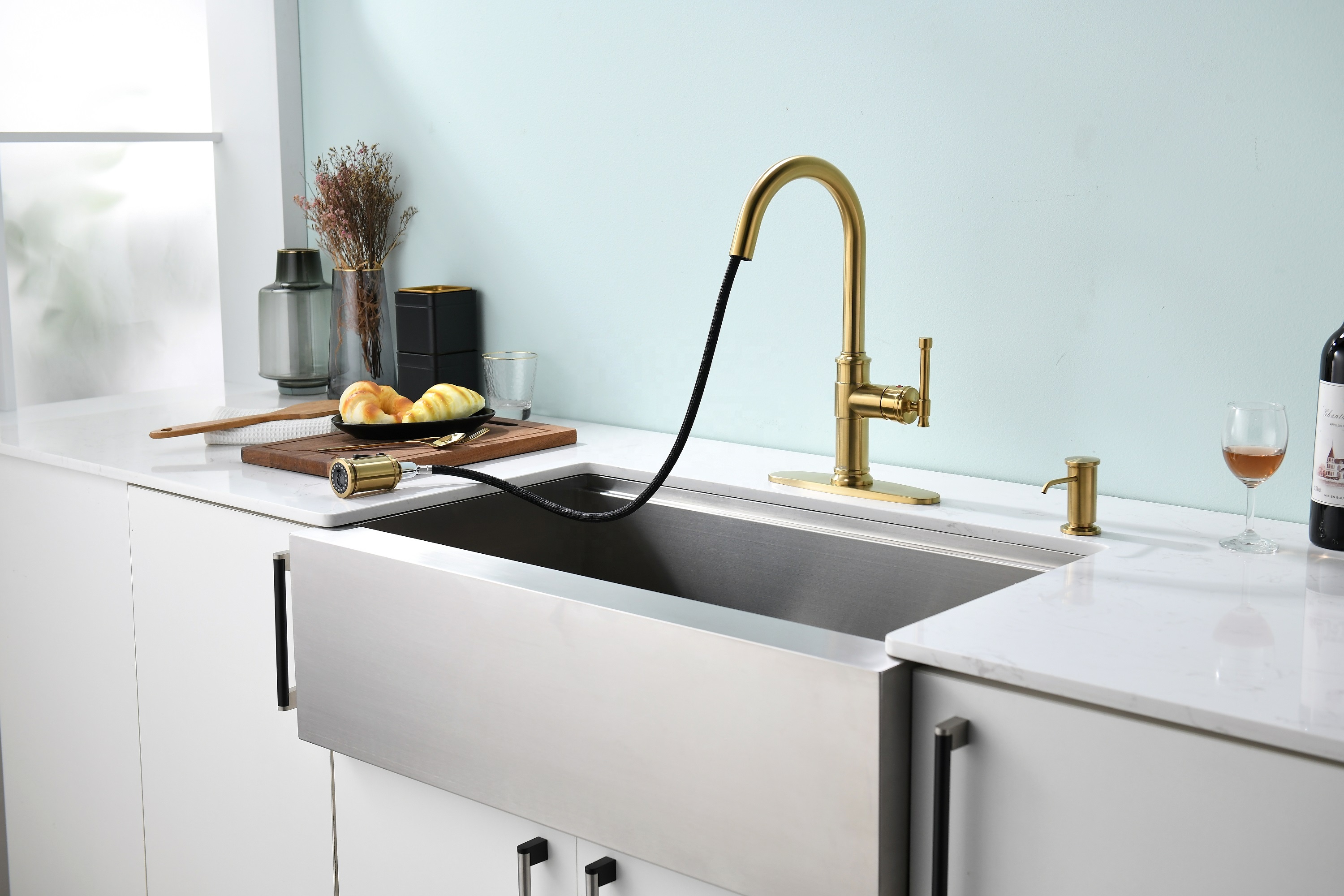 3 Way Household Kitchen Sink Faucet Spray Mixer Sink Kitchen Tap Kitchen Faucet Gold