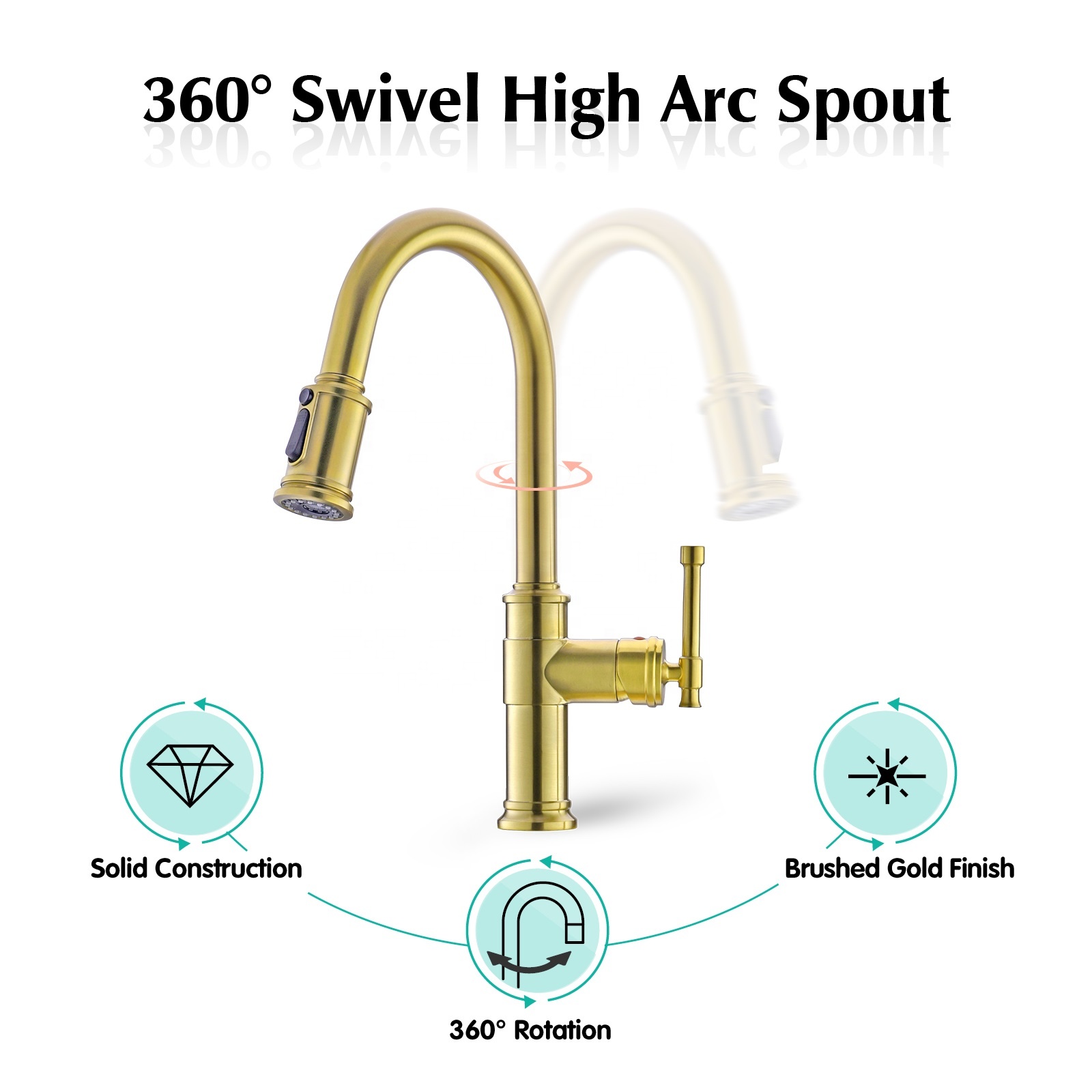 Kitchen Faucet Gold Sink Luxury Kitchen Faucet Pull Down Sprayer Faucet In Brushed Gold