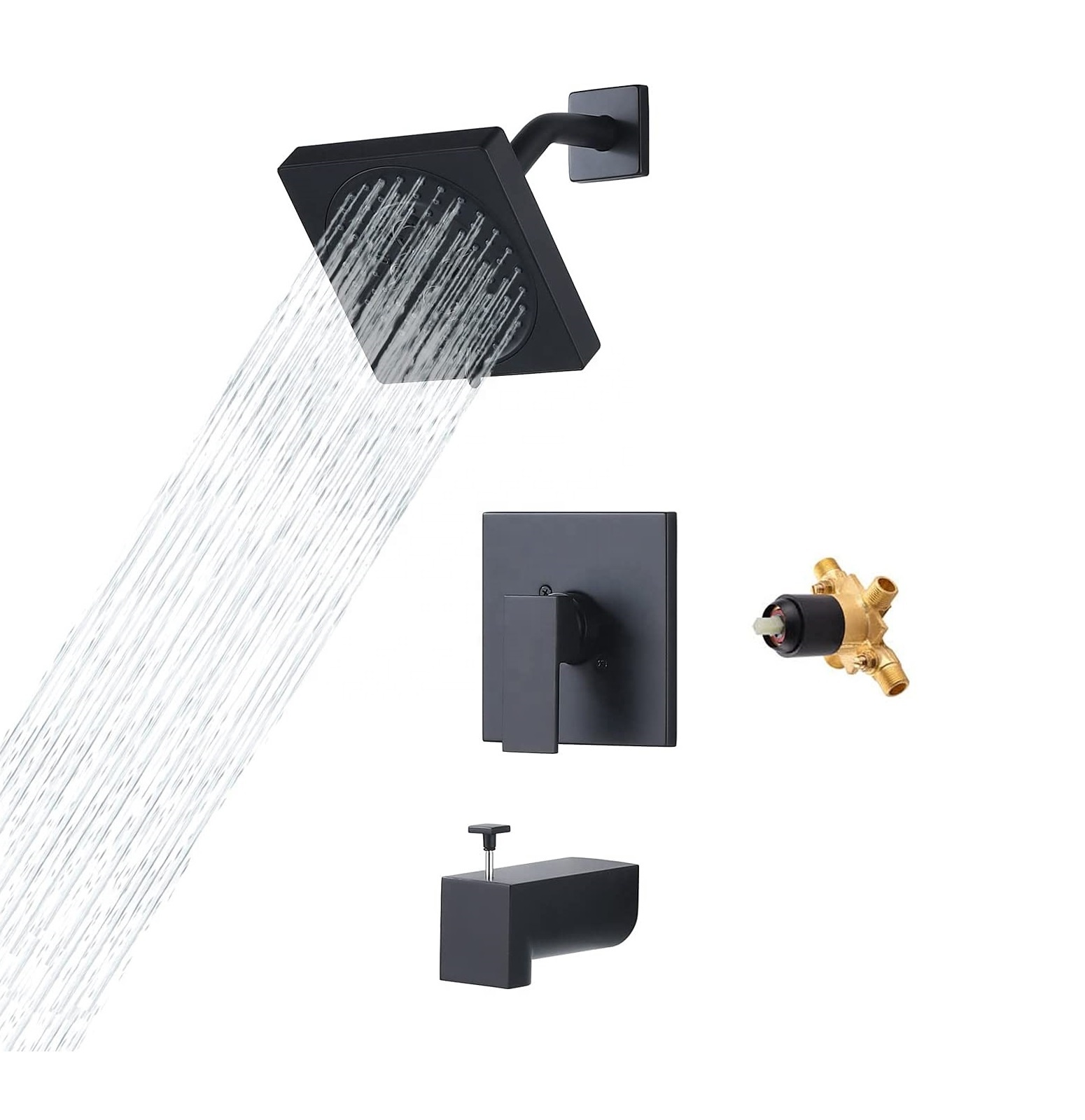 High Standard Matte Black Useful Lightweight In-Wall Shower Faucet Rain Shower Set Bath And Shower Faucets