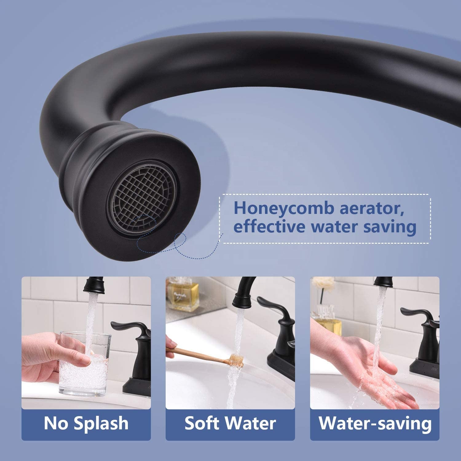 4" Centerset Basin Faucet Black Deck Mounted Basin Faucet Water Tap For Bathroom