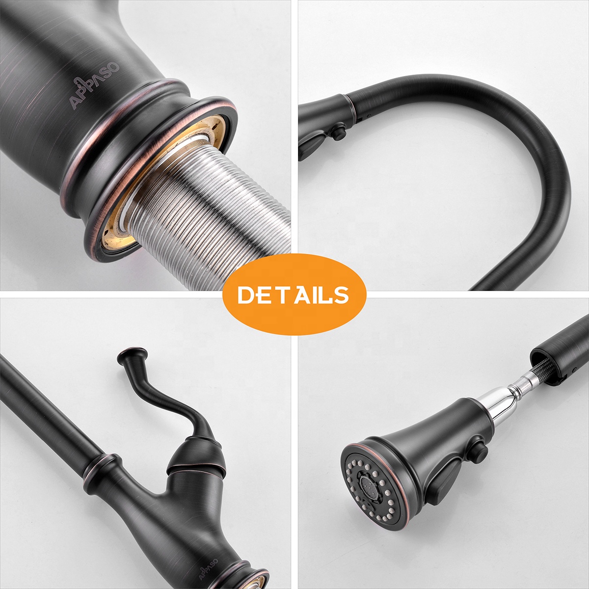 APS175-ORB American Style Oil Rubbed Bronze Kitchen Faucet Single Handle Pull Down Kitchen Faucet