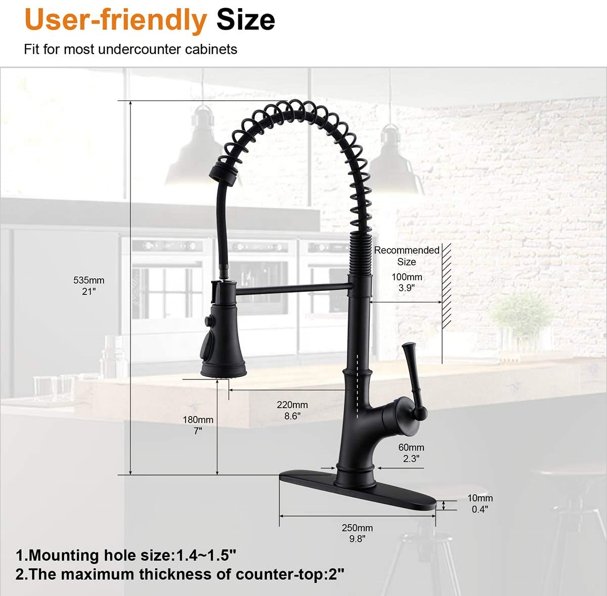 APS138-MB 3 Way Faucet Black Knurled Kitchen Faucet Pull-Down Kitchen Faucet