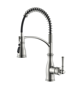 Antique Brushed Nickle Spring Pull-Down Kitchen Faucet 