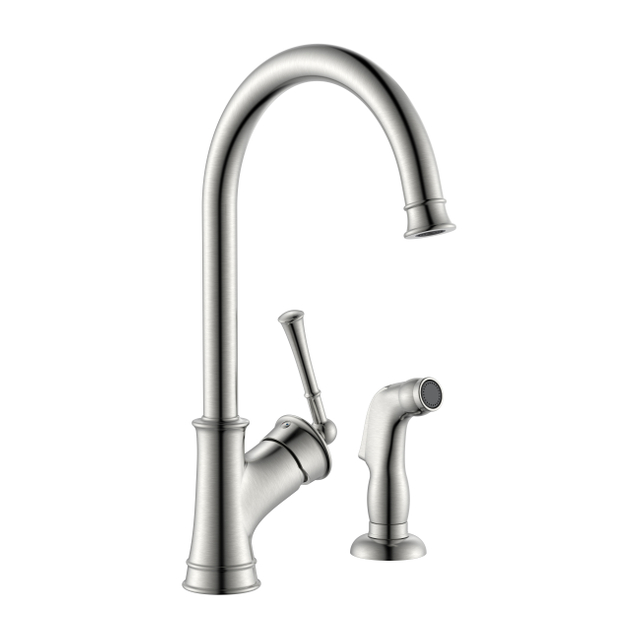 2 Hole Kitchen Faucet Single Handle Brushed Nickel Kitchen Faucet with Side Sprayer