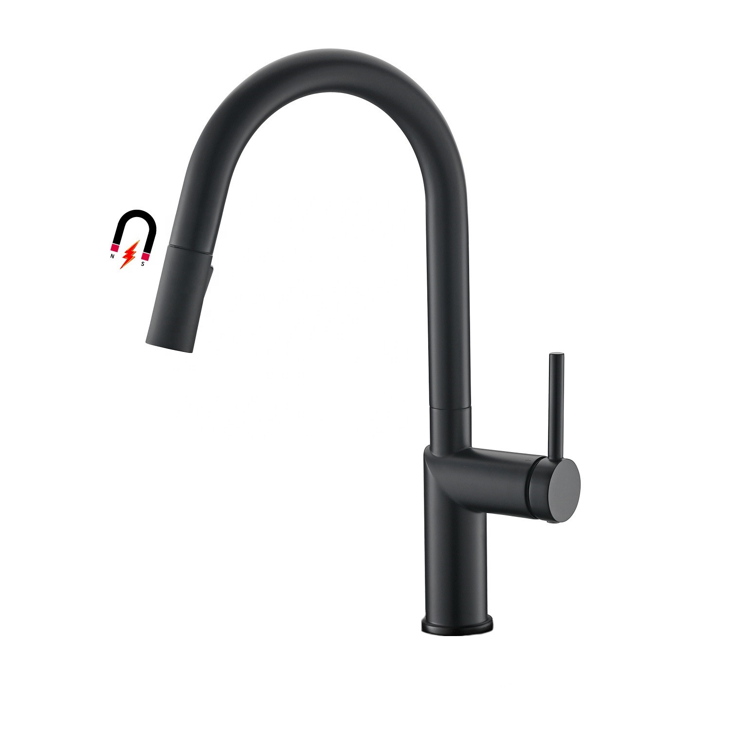 2-Function Magnetic Kitchen Mixer Single Lever Kitchen Sink Tap Matte Black Pull Down Kitchen Faucet