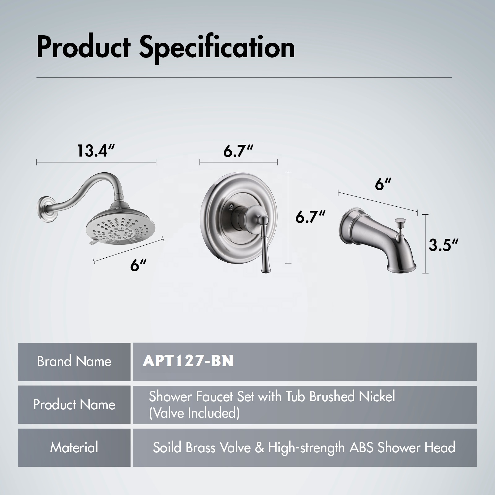 Modern Fashion Simple Style Shower Combo System Set Bathroom Gold