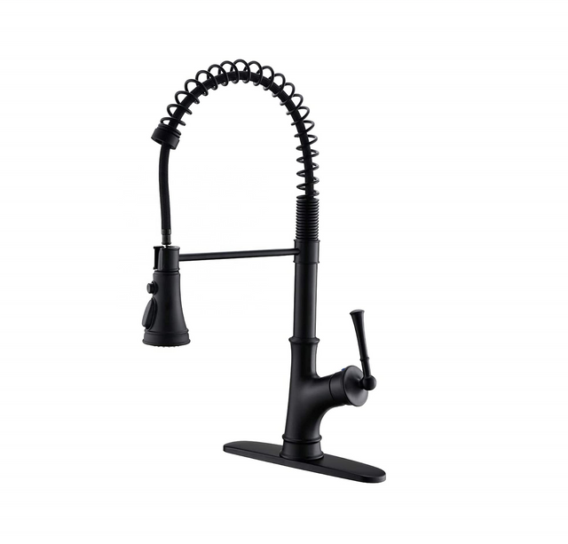 APS138-MB 3 Way Faucet Black Knurled Kitchen Faucet Pull-Down Kitchen Faucet