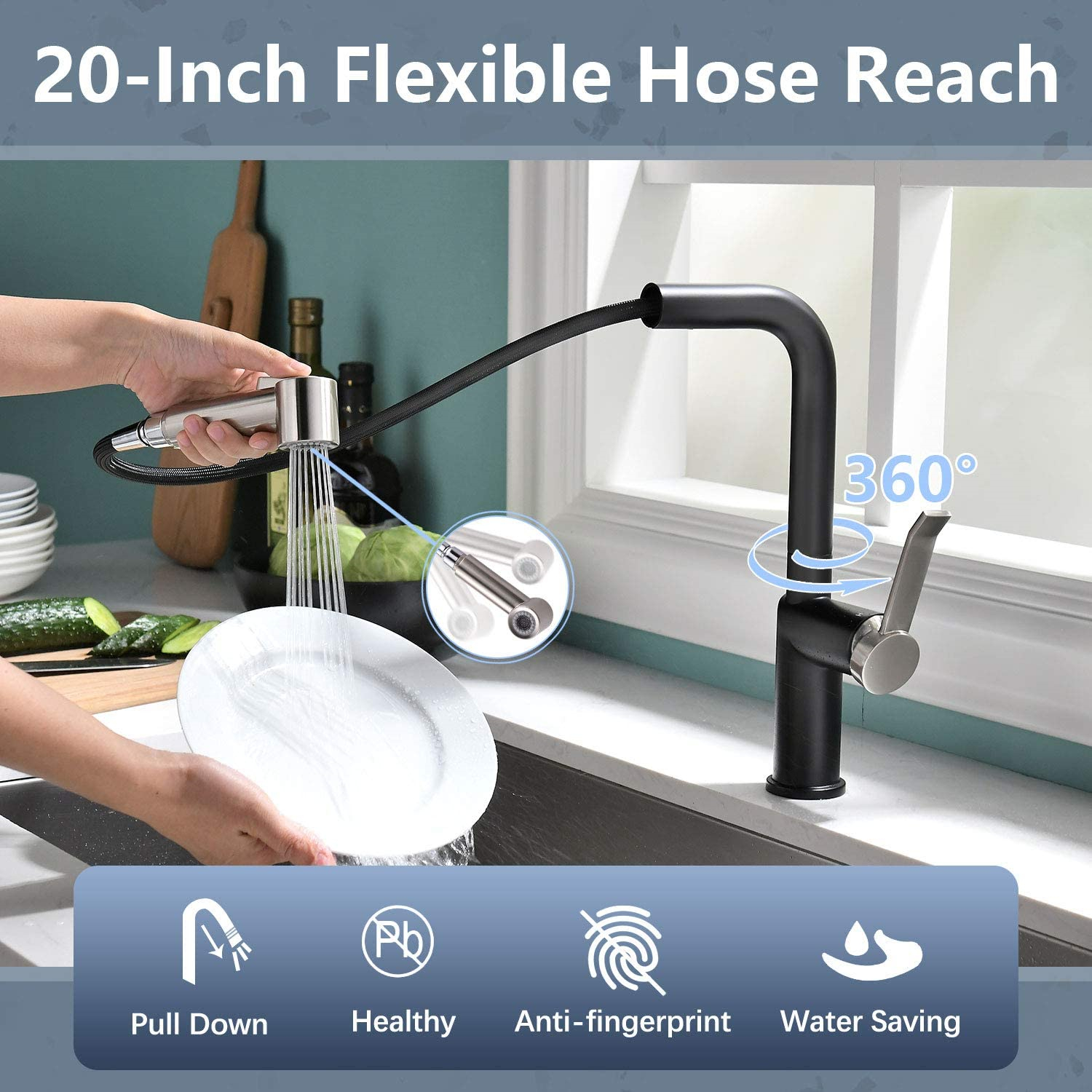 New Style China Factory 2 Function 120 Degree Swivel Pull Down Water Faucet Sink Mixer Taps