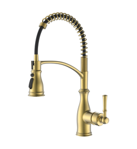 Antique Brushed Gold Spring Pull-Down Kitchen Faucet 
