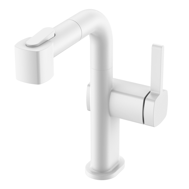 Matte White Adjustable Height Single Hole Bathroom Faucet
