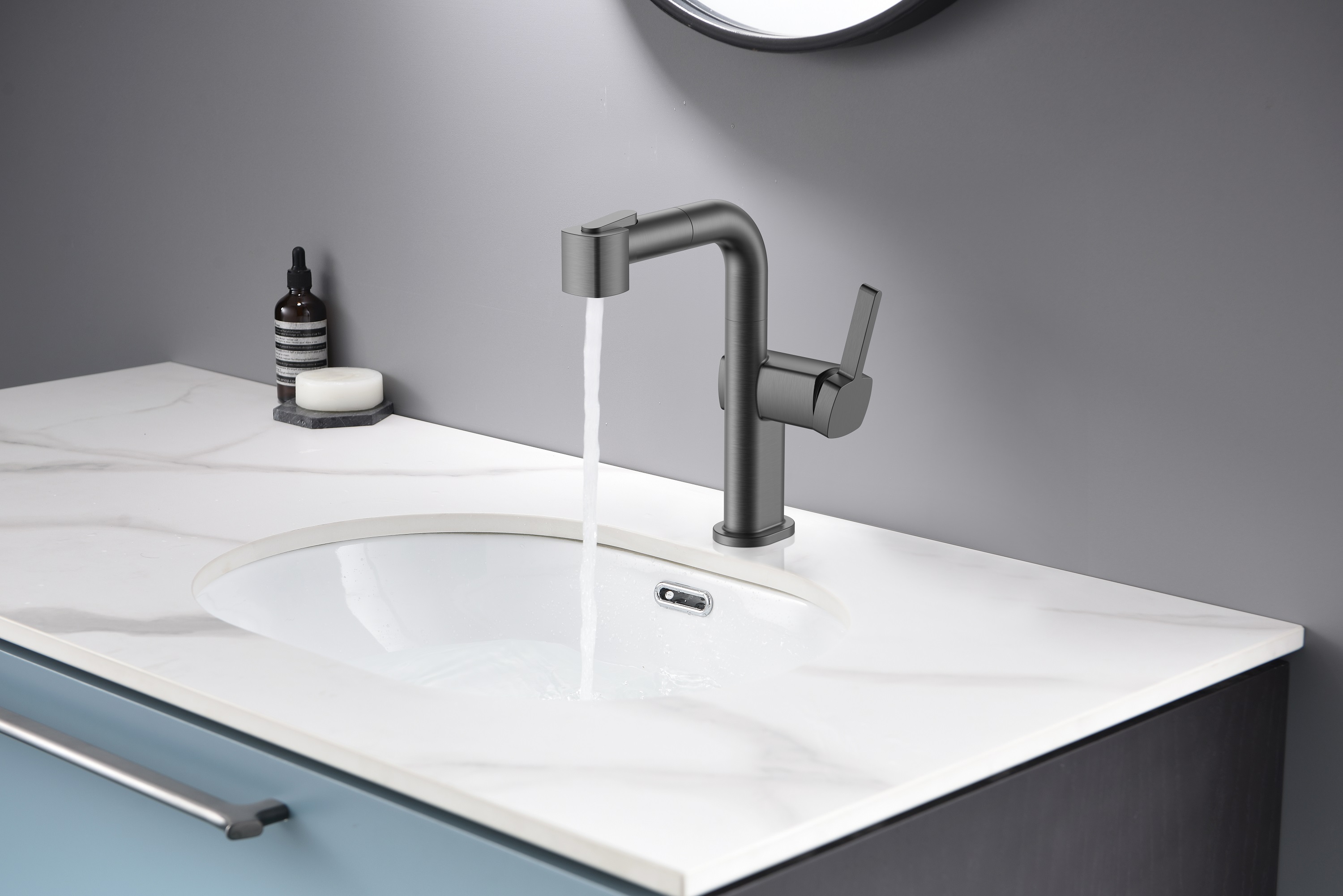 Matte White Adjustable Height Single Hole Bathroom Faucet