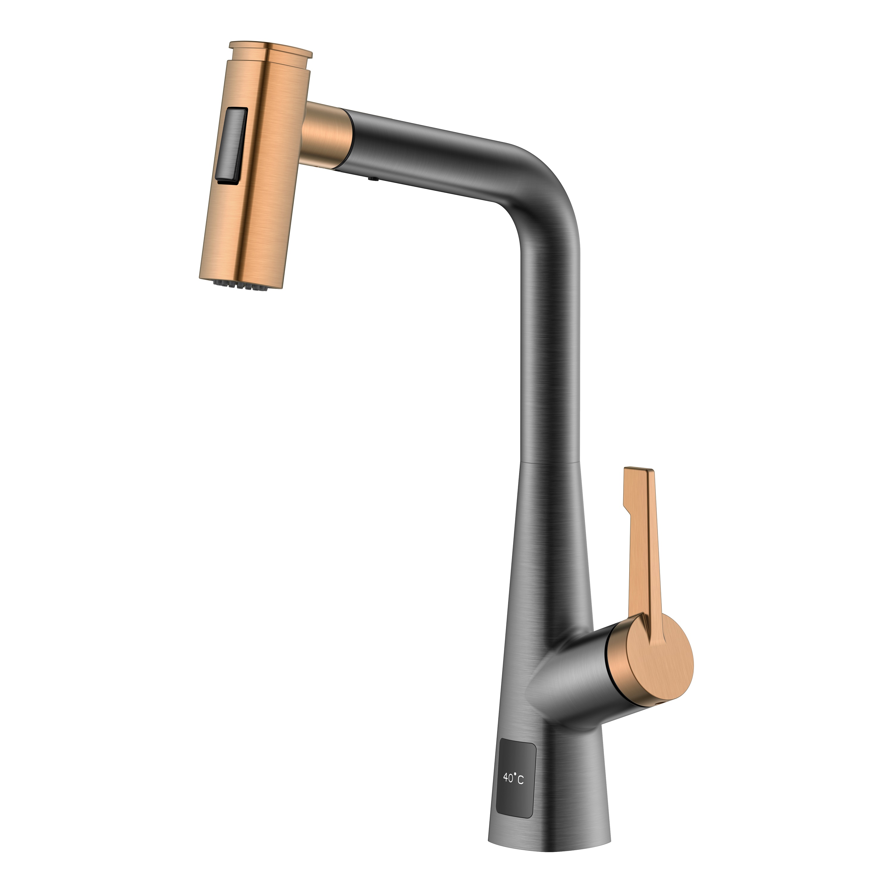 Temperature Display Pull Out Kitchen Faucet Black Stainless Rose Gold Kitchen Faucet