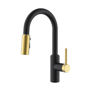 New Design Pull Down Black Finish Best Gold Kitchen Faucet 