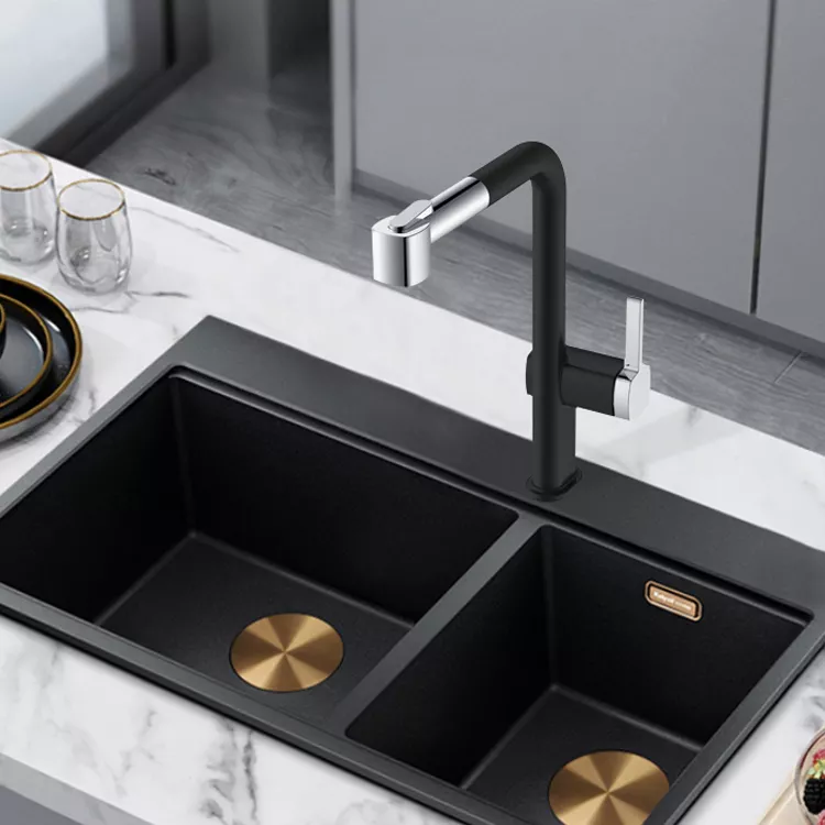 Matte Black New Desgin Pull Out Single Hole Mixer Black Kitchen Faucets