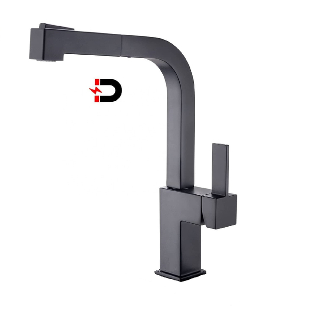 Guangdong Factory Modern Square Kitchen Faucet Pull Out Kitchen Mixer Faucet Sus304