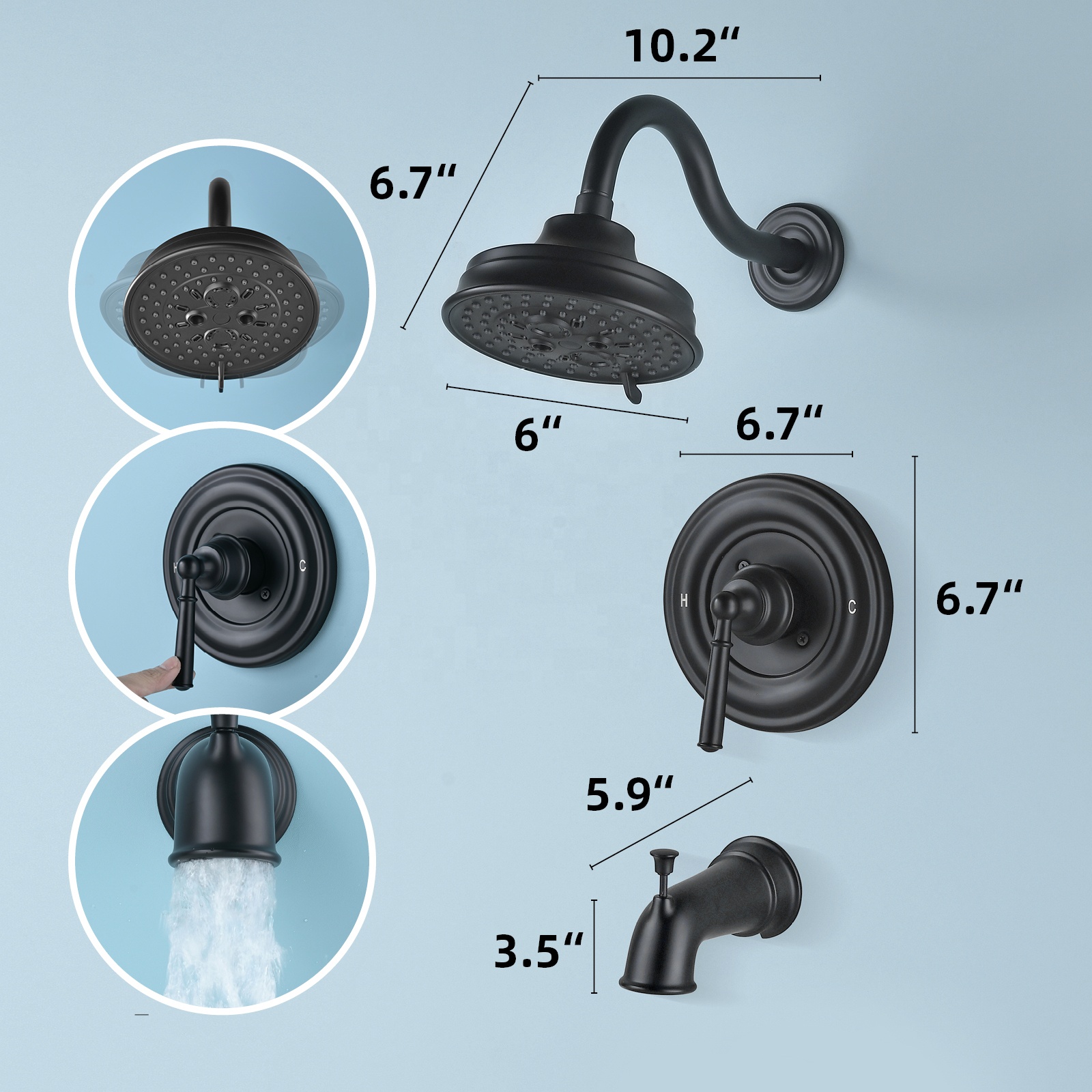 APT141-MB Bathroom Faucet For Bathtub Concealed Mixer Faucet Black Bath & Shower Faucets