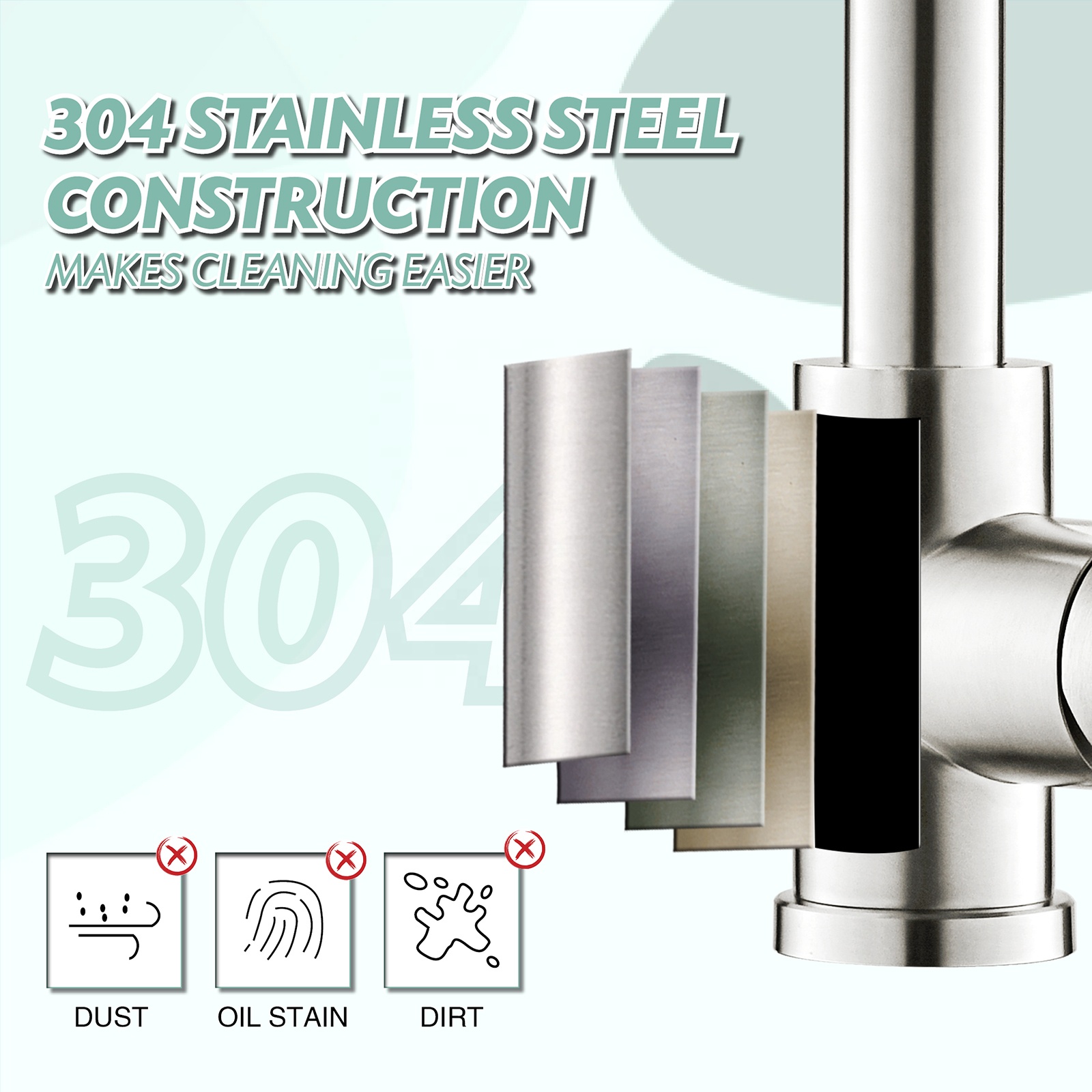 Hot Sale Pull Down Kitchen Faucet Stainless Steel 304 Water Tap Kitchen Faucet