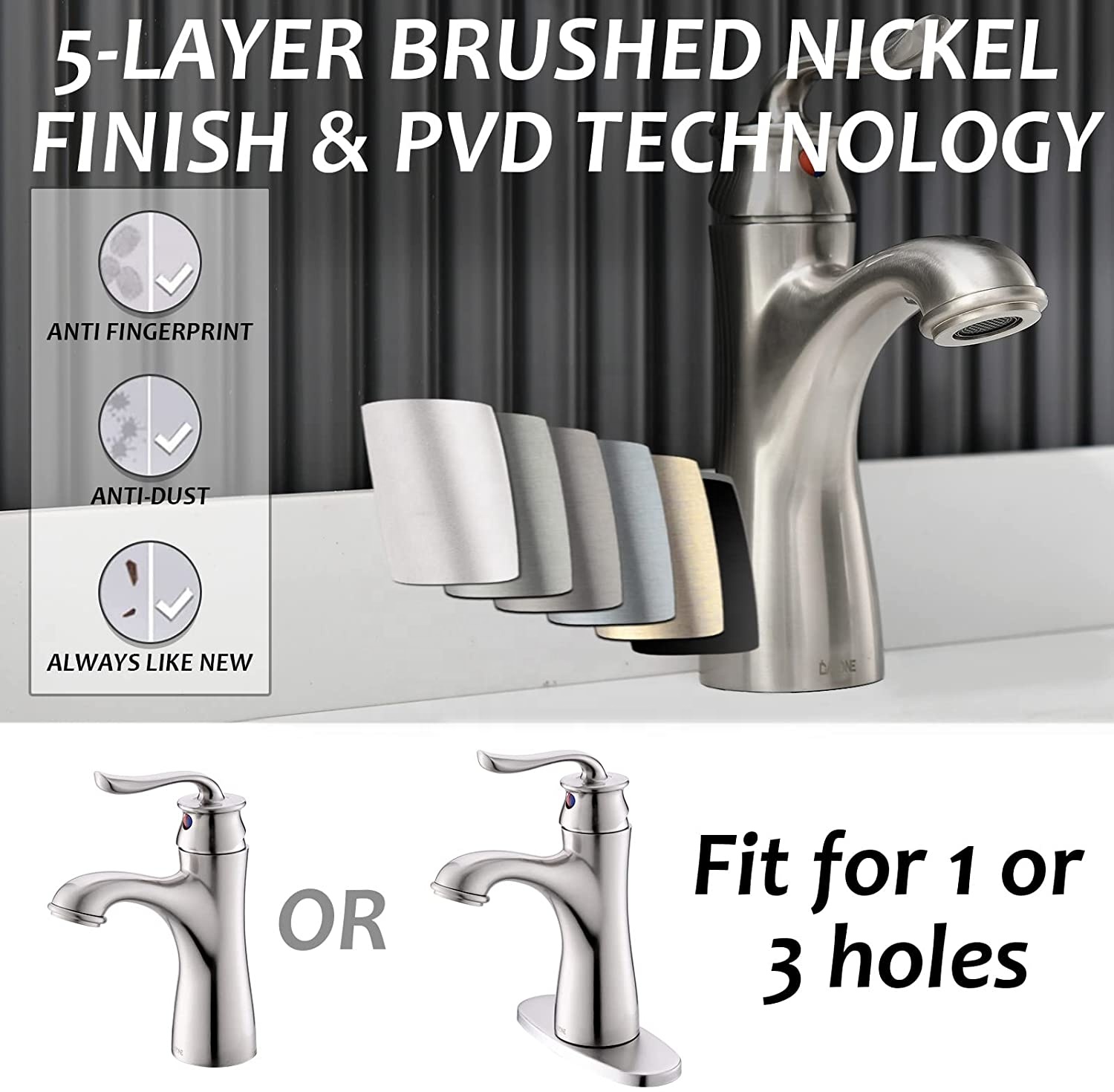 APS165-BN Bathroom Faucet Nickel Hand Wash Basin Faucet Mixer Taps Bathroom Faucets