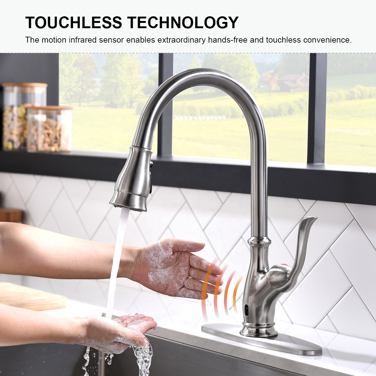 Best Selling Pull Down High Standard Automatic Water Faucet Sensor Kitchen Faucet