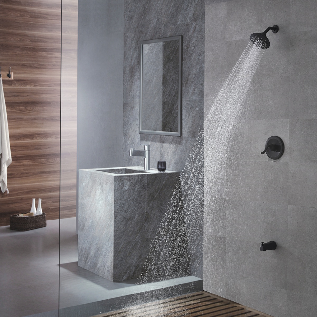 CUPC New Design Black Wall Mounted Bathtub Faucet Brass Bathroom Shower Faucet Shower Faucet Set Black