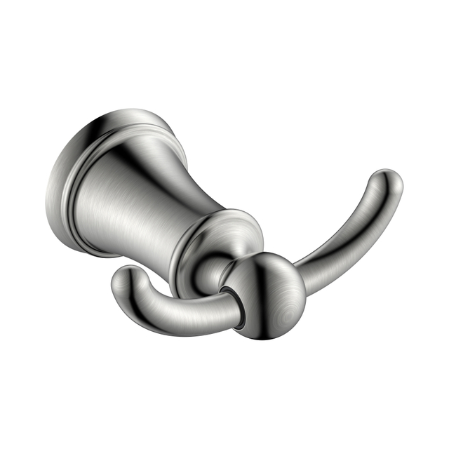Contemporary Style Towel Double Robe Hook In Brushed Nickle