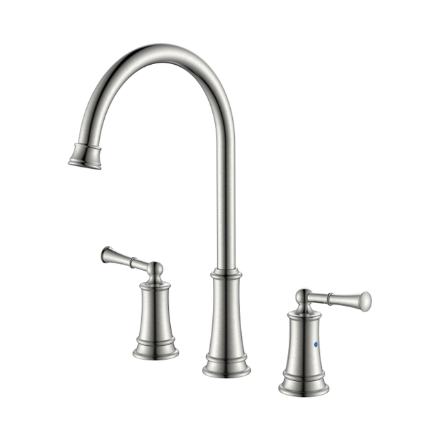 Two Handle Kitchen Faucet Widespread 3 Hole Brushed Nickel Kitchen Faucet