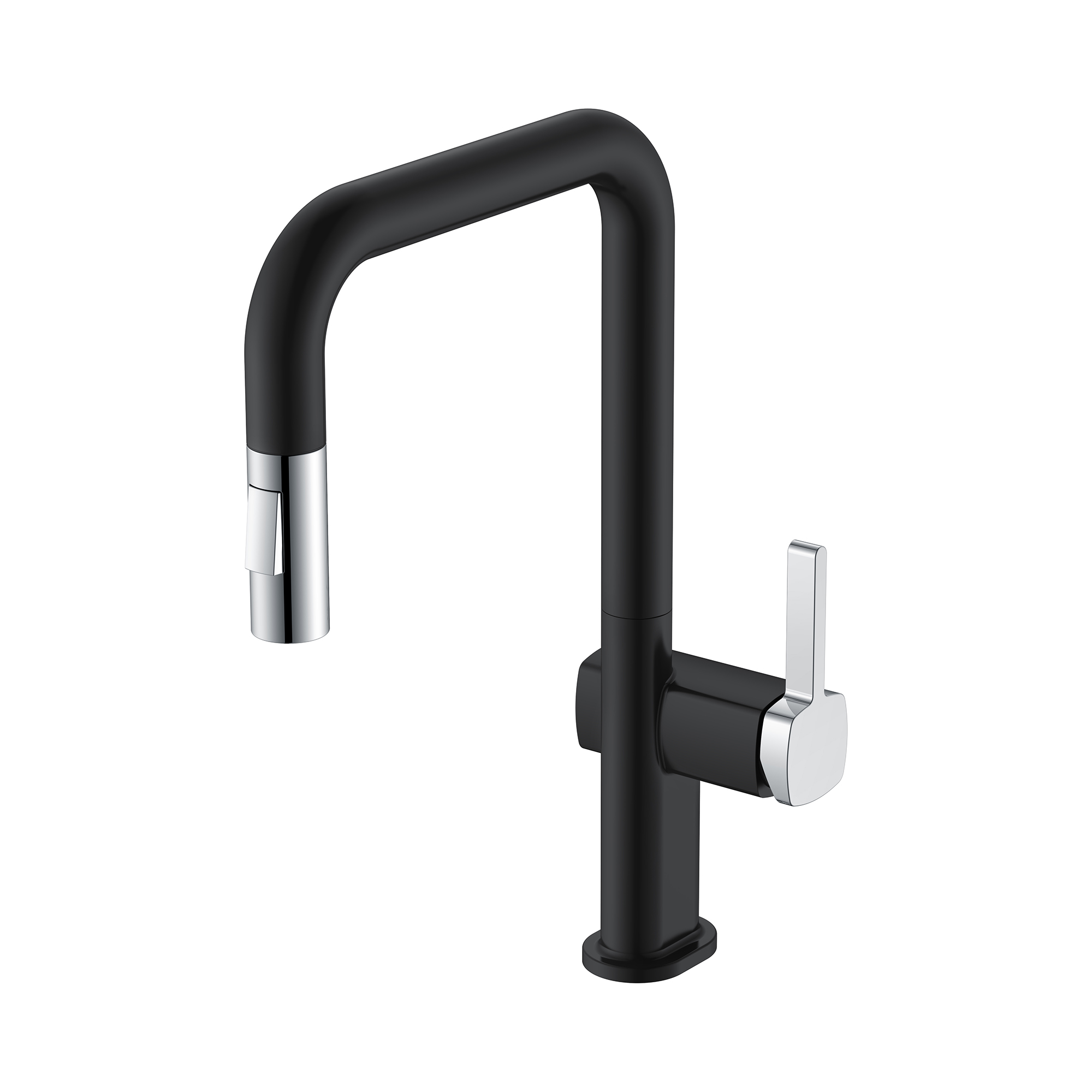 Lasted Design Single Hole Pull Down Black Kitchen Faucet