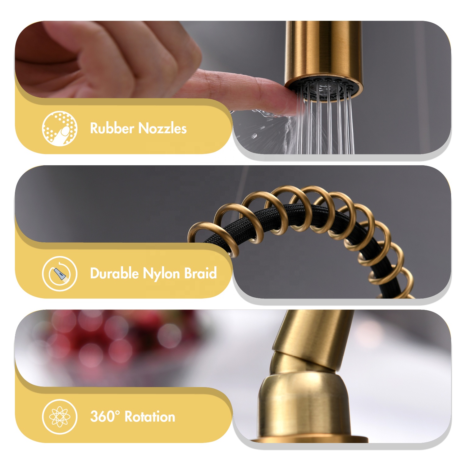 Spring Loaded Kitchen Sink Mixer Tap Faucets Gold Pull Down Kitchen Sink Faucet