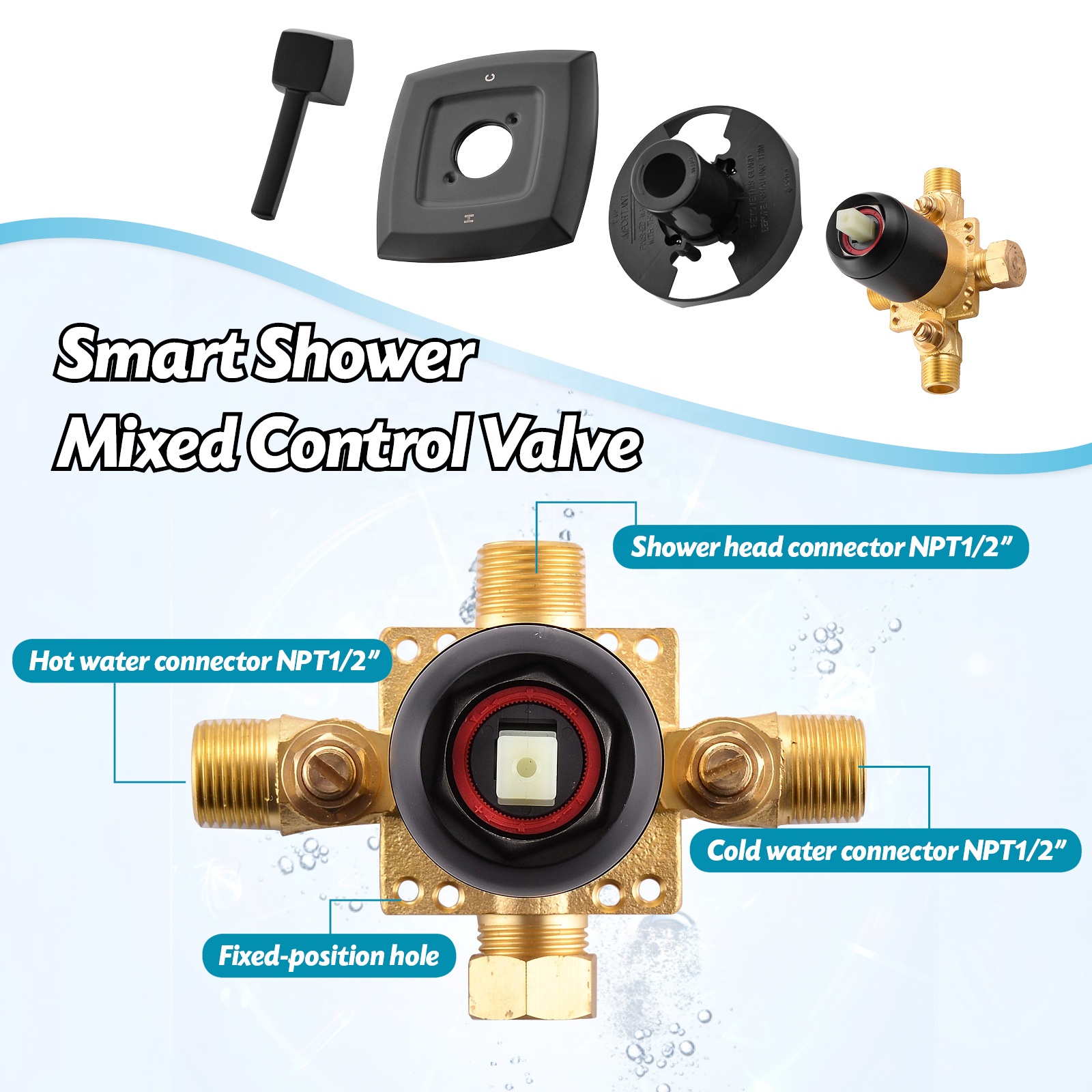 Single Lever Brass Shower Faucet Mixer Shower Faucet Matt Black Concealed Faucet