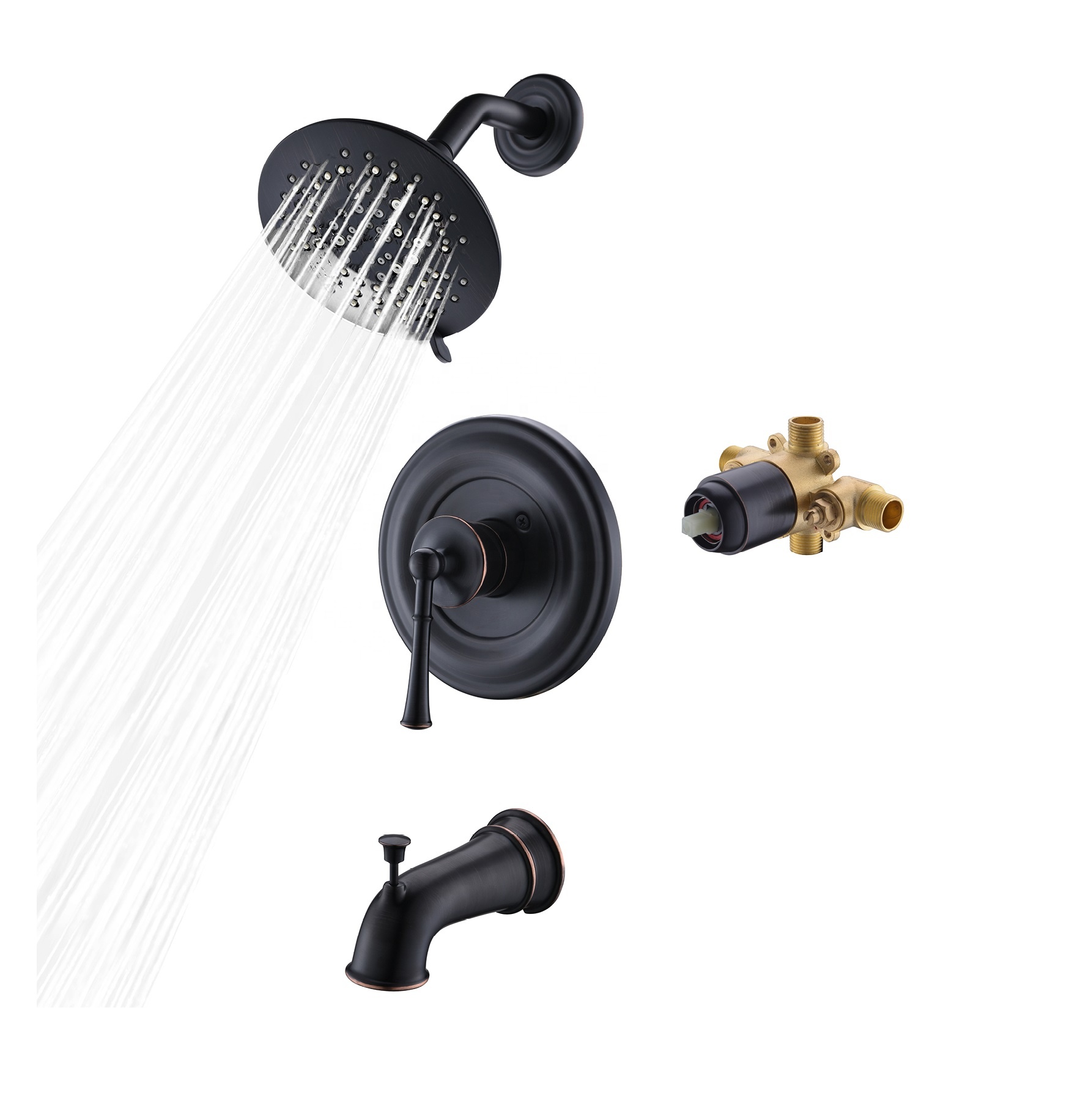 APT122-ORB Shower Head And Faucet Set For Tub Small Body Brass Bathtub Faucet Hidden Wall Shower Faucet