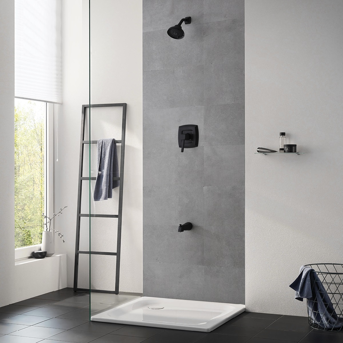 Favourable Durable Black Classic Modern Bathroom 5 Ways Shower Tub Faucet Bath And Shower Set