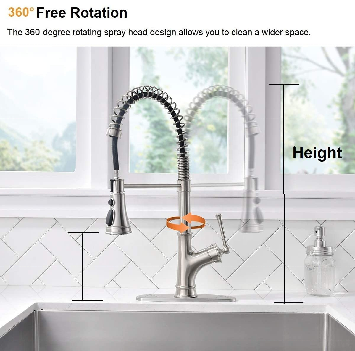 Spring Loaded Kitchen Sink Mixer Tap Faucets Brushed Nickle Faucet With Base Plate Kitchen Sink Faucets