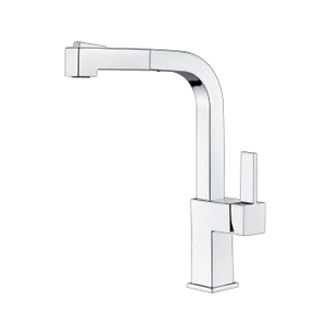 Chrome Square Kitchen Faucet Pull-Out