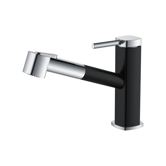 Square Shape Design Black+Chrome Moderns Kitchen Faucets