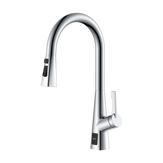 Temperature Display Pull Down Kitchen Faucet Chrome Kitchen Faucet