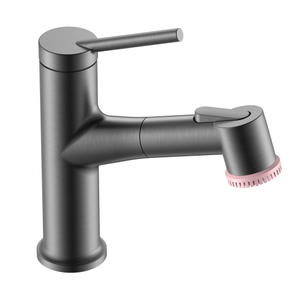 Gun Metal Bathroom Faucet Pull-out Bathroom Faucet with Beauty Brush
