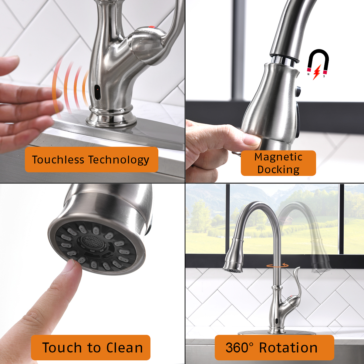 360 Rotation Faucet Sensor Smart Touch Sensor Kitchen Faucet Brass Sink Faucet