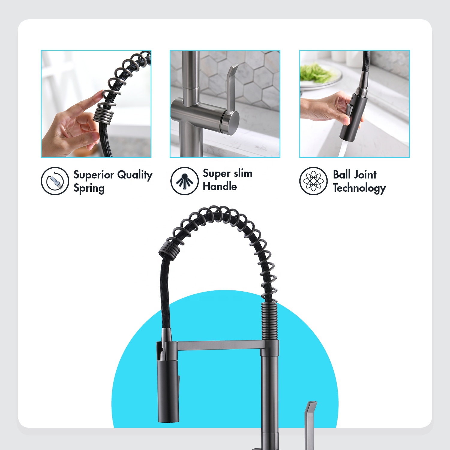 APS238-BS Commercial Faucet Stainless Steel Kitchen Sink Faucet Pull Down Sprayer Kitchen Faucet