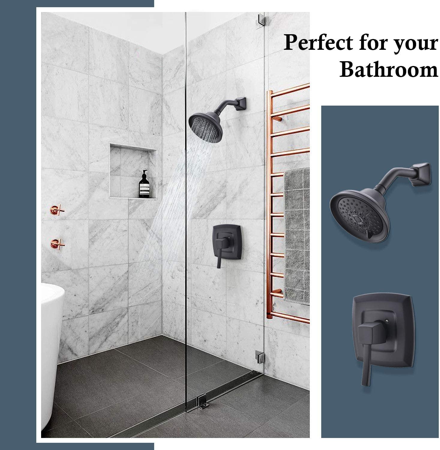 Lvtian Sanitary Ware Faucet Mixer Wall Shower Black Rainfall Shower Faucet Set